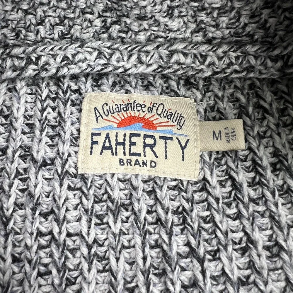 Faherty Men's Marled Cotton Cardigan Shawl Collar Sweater Medium Cosby Grandpa